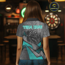 Load image into Gallery viewer, Aggressive Dog Dartboard Turquoise Darts Shirt For Women - Custom Name For Players NYN0563