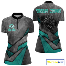 Load image into Gallery viewer, Aggressive Dog Dartboard Turquoise Darts Shirt For Women - Custom Name For Players NYN0563