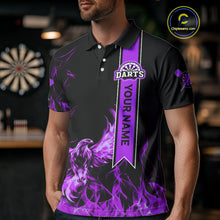 Load image into Gallery viewer, Custom Purple Flames Eagle Dart Shirts For Men Eagle Dart Team Jerseys Personalized NYN1108