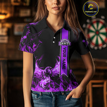Load image into Gallery viewer, Custom Purple Flames Eagle Dart Shirts For Women Eagle Dart Team Jerseys Personalized NYN1108