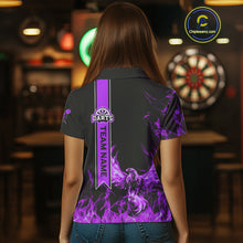Load image into Gallery viewer, Custom Purple Flames Eagle Dart Shirts For Women Eagle Dart Team Jerseys Personalized NYN1108