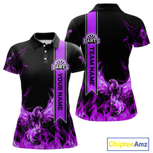 Load image into Gallery viewer, Custom Purple Flames Eagle Dart Shirts For Women Eagle Dart Team Jerseys Personalized NYN1108