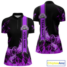 Load image into Gallery viewer, Custom Purple Flames Eagle Dart Shirts For Women Eagle Dart Team Jerseys Personalized NYN1108