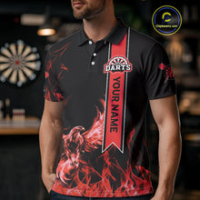 Load image into Gallery viewer, Custom Red Flames Eagle Dart Shirts For Men Eagle Dart Team Jerseys Personalized NYN1109