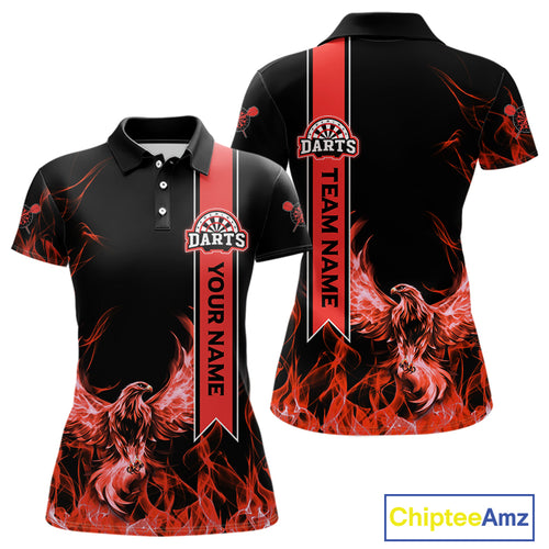 Custom Red Flames Eagle Dart Shirts For Women Eagle Dart Team Jerseys Personalized NYN1109