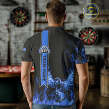 Load image into Gallery viewer, Custom Blue Flames Eagle Dart Shirts For Men Eagle Dart Team Jerseys Personalized NYN1110