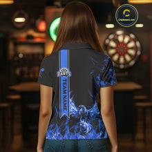 Load image into Gallery viewer, Custom Blue Flames Eagle Dart Shirts For Women Eagle Dart Team Jerseys Personalized NYN1110