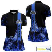Load image into Gallery viewer, Custom Blue Flames Eagle Dart Shirts For Women Eagle Dart Team Jerseys Personalized NYN1110