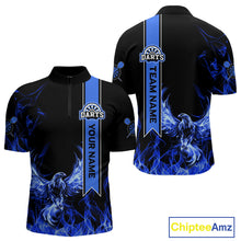Load image into Gallery viewer, Custom Blue Flames Eagle Dart Shirts For Men Eagle Dart Team Jerseys Personalized NYN1110