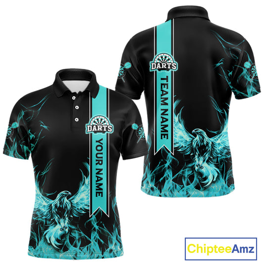 Custom Turquoise Flames Eagle Dart Shirts For Men Eagle Dart Team Jerseys Personalized NYN1111