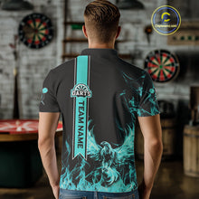 Load image into Gallery viewer, Custom Turquoise Flames Eagle Dart Shirts For Men Eagle Dart Team Jerseys Personalized NYN1111