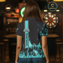 Load image into Gallery viewer, Custom Turquoise Flames Eagle Dart Shirts For Women Eagle Dart Team Jerseys Personalized NYN1111