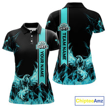 Load image into Gallery viewer, Custom Turquoise Flames Eagle Dart Shirts For Women Eagle Dart Team Jerseys Personalized NYN1111
