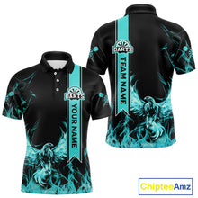 Load image into Gallery viewer, Custom Turquoise Flames Eagle Dart Shirts For Men Eagle Dart Team Jerseys Personalized NYN1111