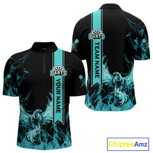 Load image into Gallery viewer, Custom Turquoise Flames Eagle Dart Shirts For Men Eagle Dart Team Jerseys Personalized NYN1111