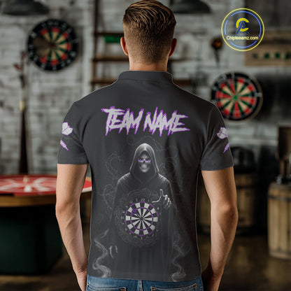 Custom Roses Dartboard Purple Grim Reaper Men Darts Polo Shirt Darts Jersey NYN1972