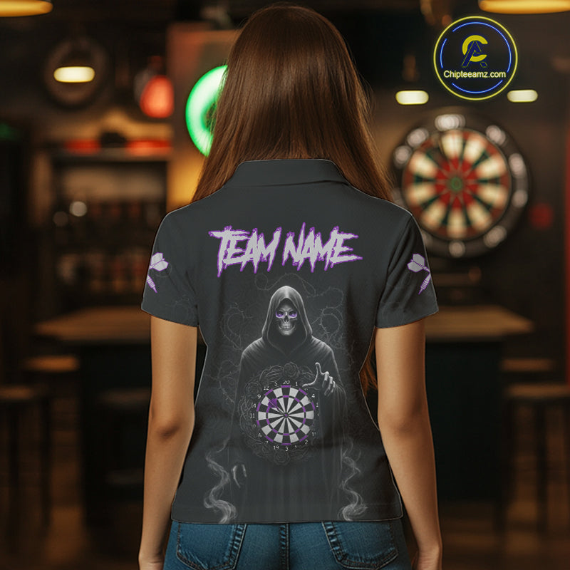 Custom Roses Dartboard Purple Grim Reaper Women Darts Polo Shirt Darts Jersey NYN1972