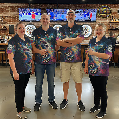 Personalized Multi-Color Splatter Funny Shark Women Darts Quarter-Zip League Shirts Dart Jerseys NYN2217