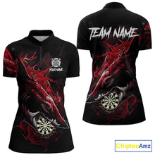 Load image into Gallery viewer, Personalized Red Horror Shark Women Darts Polo League Shirts Funny Grunge Dart Jerseys NYN2219