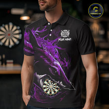 Load image into Gallery viewer, Personalized Purple Horror Shark Men Darts Polo League Shirts Funny Grunge Dart Jerseys NYN2220