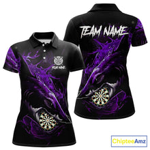 Load image into Gallery viewer, Personalized Purple Horror Shark Women Darts Polo League Shirts Funny Grunge Dart Jerseys NYN2220