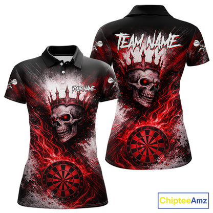 Red Crown Skull Fire Flame Dartboard Women Darts Polo Shirt Custom Grunge Dart Team Jerseys NYN2514