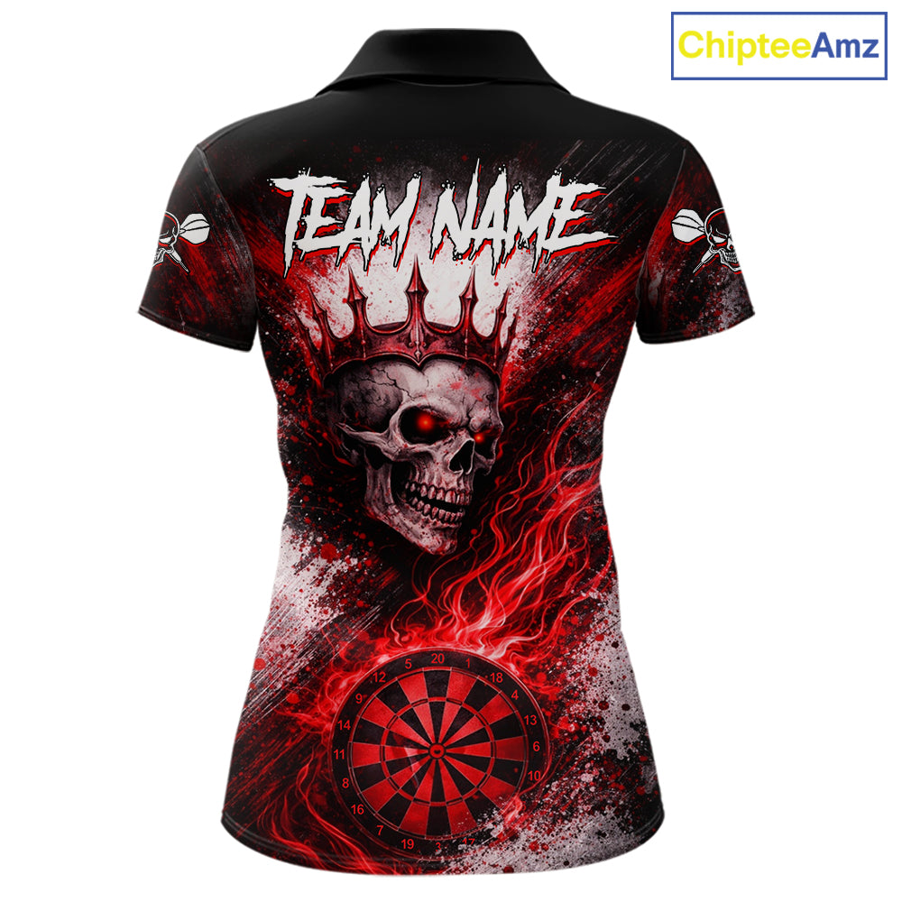 Red Crown Skull Fire Flame Dartboard Women Darts Polo Shirt Custom Grunge Dart Team Jerseys NYN2514