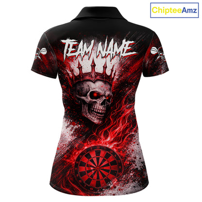 Red Crown Skull Fire Flame Dartboard Women Darts Polo Shirt Custom Grunge Dart Team Jerseys NYN2514