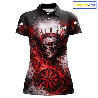 Red Crown Skull Fire Flame Dartboard Women Darts Polo Shirt Custom Grunge Dart Team Jerseys NYN2514