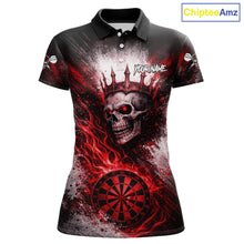 Load image into Gallery viewer, Red Crown Skull Fire Flame Dartboard Women Darts Polo Shirt Custom Grunge Dart Team Jerseys NYN2514
