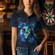 Load image into Gallery viewer, Blue Galaxy Roses Groom &amp; Bride Dartboard Women Darts Polo Shirt Custom Valentine Dart Couple Gifts NYN2516