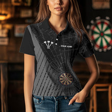 Load image into Gallery viewer, Personalized Wolf Black Darts Boards Polo &amp; 1/4 Zip Shirt For Women, Dart Team Shirts NYN0001