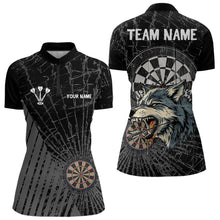 Load image into Gallery viewer, Personalized Wolf Black Darts Boards Polo &amp; 1/4 Zip Shirt For Women, Dart Team Shirts NYN0001