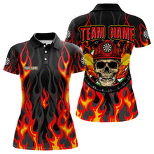 Load image into Gallery viewer, Personalized Skull Firefighter In Flame Custom Darts Shirt For Women, Dart Team Shirts NYN0003