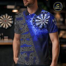 Load image into Gallery viewer, Custom Mens Dart Polo &amp; Quarter Zip Shirt Pattern Dartboard Blue Flames Darts Team Jersey NYN2867