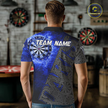 Load image into Gallery viewer, Custom Mens Dart Polo &amp; Quarter Zip Shirt Pattern Dartboard Blue Flames Darts Team Jersey NYN2867