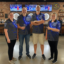 Load image into Gallery viewer, Custom Mens Dart Polo &amp; Quarter Zip Shirt Pattern Dartboard Blue Flames Darts Team Jersey NYN2867