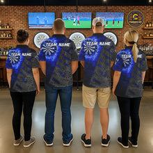 Load image into Gallery viewer, Custom Mens Dart Polo &amp; Quarter Zip Shirt Pattern Dartboard Blue Flames Darts Team Jersey NYN2867