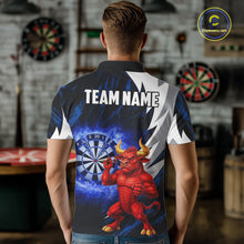 Load image into Gallery viewer, Personalized Blue Dartboard Flame Dart Polo &amp; Quarter Zip Shirt Funny Bull Darts Attire For Men NYN2870