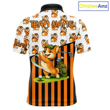 Load image into Gallery viewer, Funny Mens Cute Dog Pattern Golf Polo Shirt Custom Orange Golfing Dog Golf Clothes Attire NYN2874