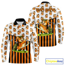 Load image into Gallery viewer, Funny Mens Cute Dog Pattern Golf Polo Shirt Custom Orange Golfing Dog Golf Clothes Attire NYN2874