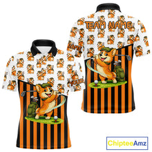 Load image into Gallery viewer, Funny Mens Cute Dog Pattern Golf Polo Shirt Custom Orange Golfing Dog Golf Clothes Attire NYN2874