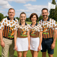 Load image into Gallery viewer, Funny Mens Cute Dog Pattern Golf Polo Shirt Custom Orange Golfing Dog Golf Clothes Attire NYN2874