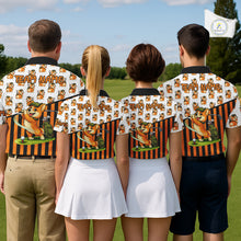 Load image into Gallery viewer, Funny Mens Cute Dog Pattern Golf Polo Shirt Custom Orange Golfing Dog Golf Clothes Attire NYN2874