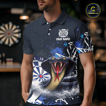 Load image into Gallery viewer, Funny Blue Smoke Cobra Men Darts Polo &amp; Quarter-Zip Shirt Custom Graffiti Dart Team Jerseys NYN3078