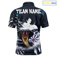 Load image into Gallery viewer, Funny Blue Smoke Cobra Men Darts Polo &amp; Quarter-Zip Shirt Custom Graffiti Dart Team Jerseys NYN3078