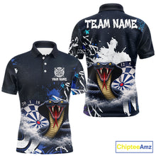 Load image into Gallery viewer, Funny Blue Smoke Cobra Men Darts Polo &amp; Quarter-Zip Shirt Custom Graffiti Dart Team Jerseys NYN3078