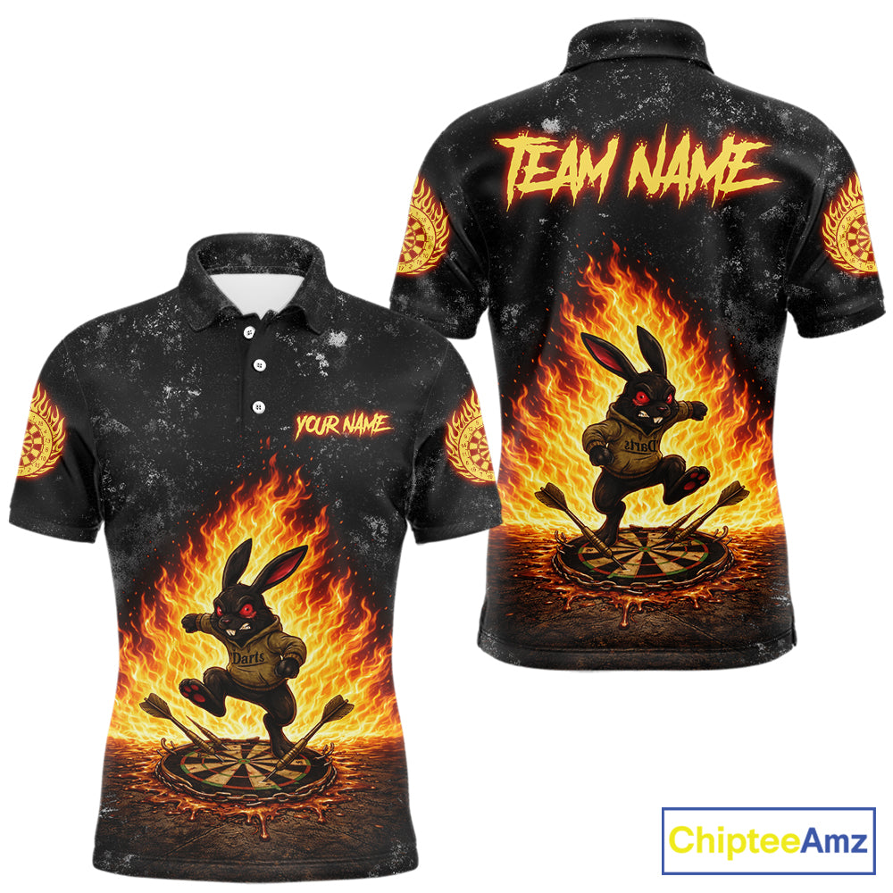 Crazy Rabbit Dartboard Fire Flame Darts Shirt For Men Custom Name & Team Grunge Dart Outfits Jerseys NYN3080
