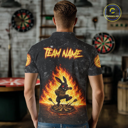 Crazy Rabbit Dartboard Fire Flame Darts Shirt For Men Custom Name & Team Grunge Dart Outfits Jerseys NYN3080