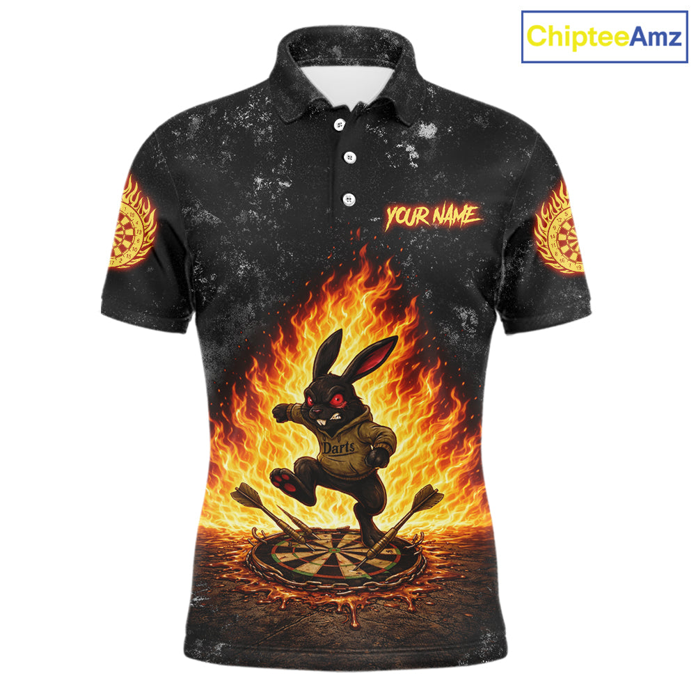 Crazy Rabbit Dartboard Fire Flame Darts Shirt For Men Custom Name & Team Grunge Dart Outfits Jerseys NYN3080